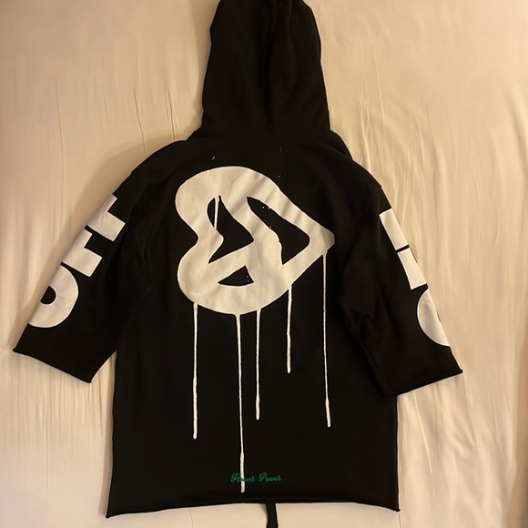 *RARE* OFF-WHITE c/o VIRGIL ABLOH Flower Power Black Oversized Hoodie Sweatshirt - Picture 3 of 7
